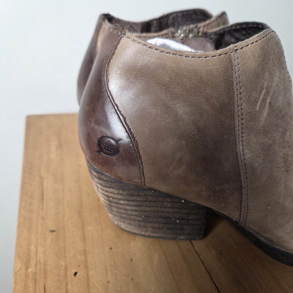 Born Size 9 M Brown Leather 2 Tone Zip Ankle Retro Boots Bootie Brogue Victorian - Picture 6 of 11